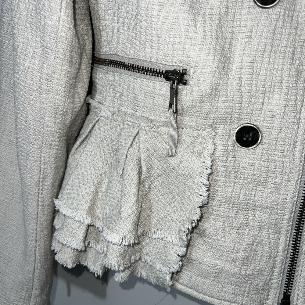 Banana‎ Republic Womens Cream Tweed Peplum Style Blazer With Stretch Size 14 EUC - Picture 8 of 16